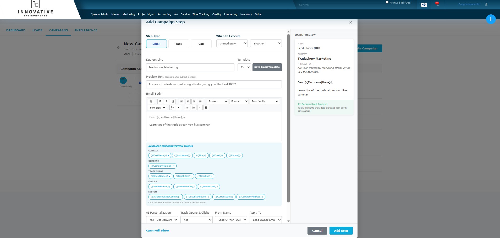 ExhibitPower Marketing Automation — Campaign Builder